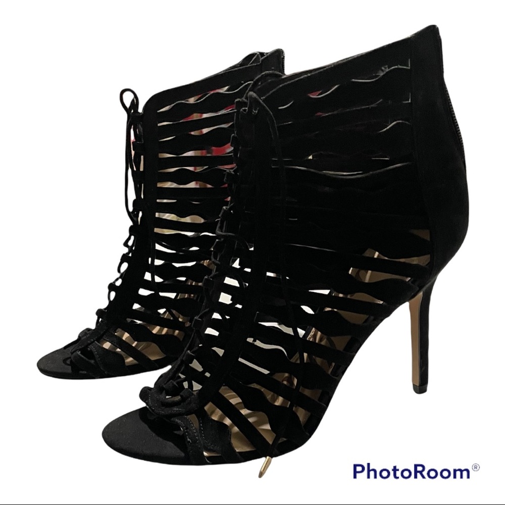 NWOT Sam Edelman Amelia Ghillie Black Lace-up Heels